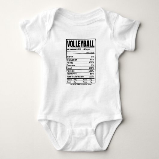 Volleyball Nutrition Facts Romper (Voorkant)