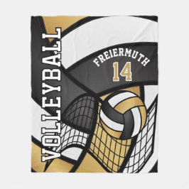Volleyball 🏐 ontwerp - Gold, wit, zwart Fleece Deken
