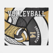 Volleyball 🏐 ontwerp - Gold, wit, zwart Fleece Deken (Voorkant (Horizontaal))