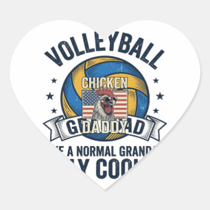 Volleyball Opa Vintage Grappig Shirt Ontwerp_1 Hart Sticker