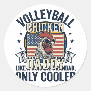 Volleyball Opa Vintage Grappig Shirt Ontwerp_1 Ronde Sticker