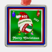 Volleyball-Ornamenten gepersonaliseerd, naam, numm Metalen Ornament (Voorkant)