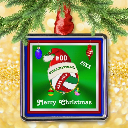 Volleyball-Ornamenten gepersonaliseerd, naam, numm Metalen Ornament