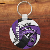 Volleyball - Paars, zwart en wit Sleutelhanger (Voorkant)