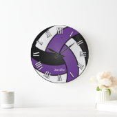 Volleyball | Paarse, Zwart-witte Stijl Grote Klok (Huis)