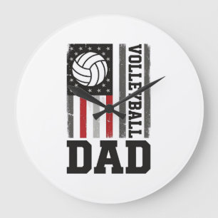 Volleyball Papa Amerikaanse Vlag Vintage Gravure O Grote Klok