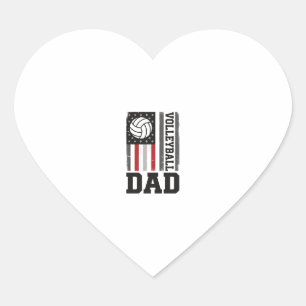 Volleyball Papa Amerikaanse Vlag Vintage Gravure O Hart Sticker