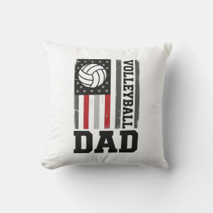 Volleyball Papa Amerikaanse Vlag Vintage Gravure O Kussen