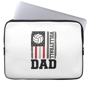 Volleyball Papa Amerikaanse Vlag Vintage Gravure O Laptop Sleeve