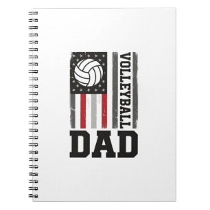 Volleyball Papa Amerikaanse Vlag Vintage Gravure O Notitieboek