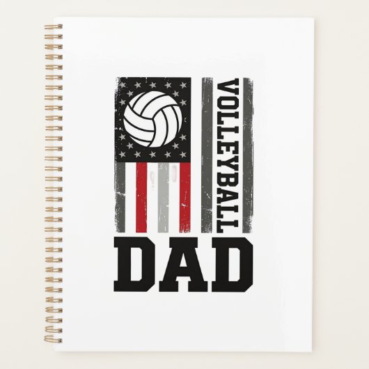 Volleyball Papa Amerikaanse Vlag Vintage Gravure O Planner (Voorkant)