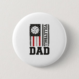 Volleyball Papa Amerikaanse Vlag Vintage Gravure O Ronde Button 5,7 Cm