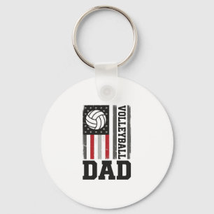 Volleyball Papa Amerikaanse Vlag Vintage Gravure O Sleutelhanger