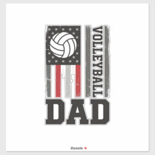 Volleyball Papa Amerikaanse Vlag Vintage Gravure O Sticker