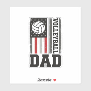 Volleyball Papa Amerikaanse Vlag Vintage Gravure O Sticker