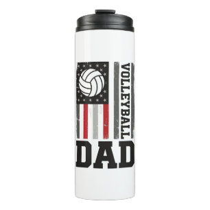 Volleyball Papa Amerikaanse Vlag Vintage Gravure O Thermosbeker