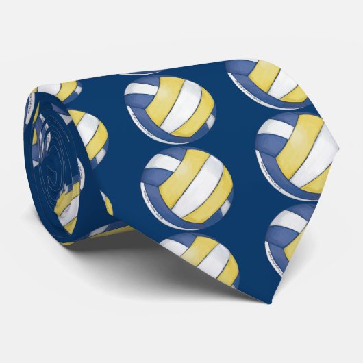 Volleyball Pattern Blue Stropdas (Opgerold)