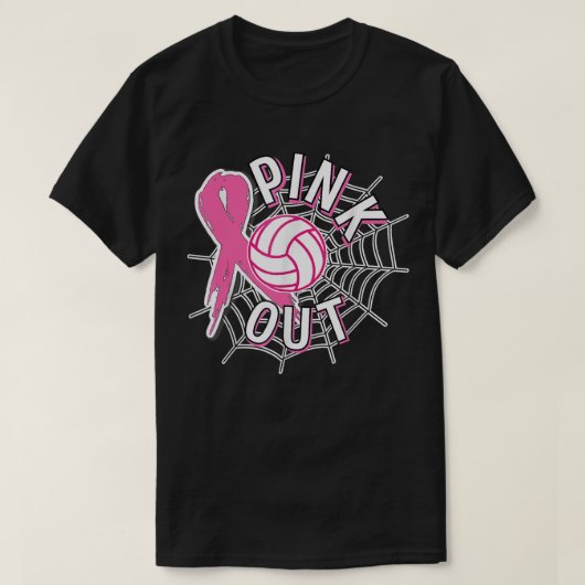 Volleyball Pink Out Pink Ribbon Borstkanker in aan T-shirt (Design voorkant)