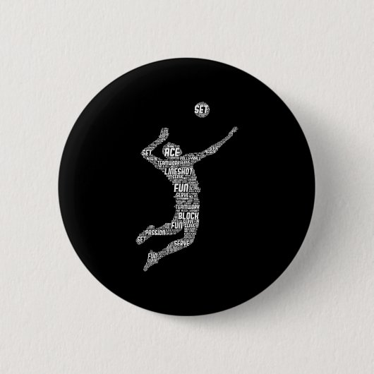 Volleyball Player Boys Youth Mannen Ronde Button 5,7 Cm (Voorkant)