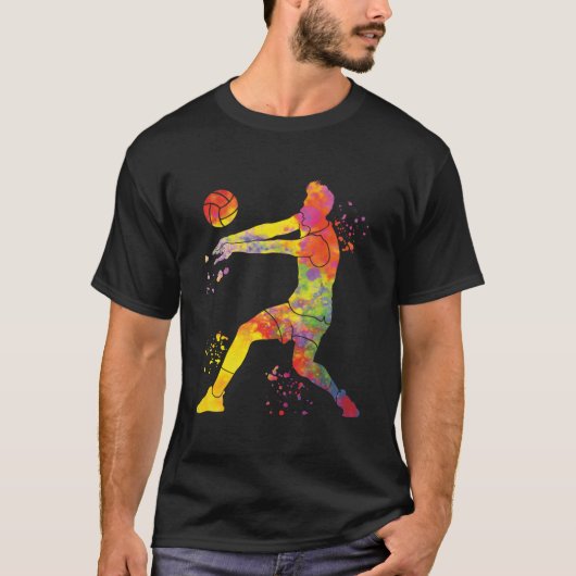 Volleyball Player Colorsplash Beach Volleyball T-shirt (Voorkant)