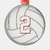 Volleyball Player Custom Jersey Nummer kerstmis Metalen Ornament (Voorkant)