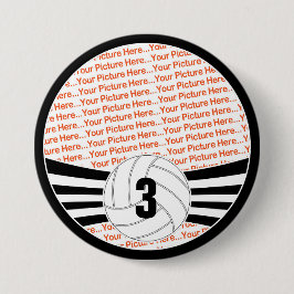 Volleyball Player Custom Photo & Jersey Number Pin Ronde Button 7,6 Cm