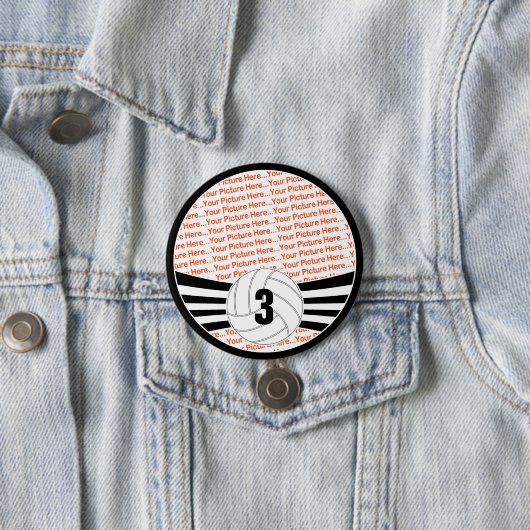 Volleyball Player Custom Photo & Jersey Number Pin Ronde Button 7,6 Cm (In situ)