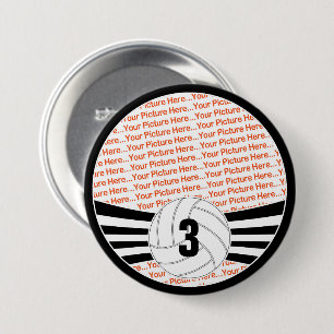Volleyball Player Custom Photo & Jersey Number Pin Ronde Button 7,6 Cm