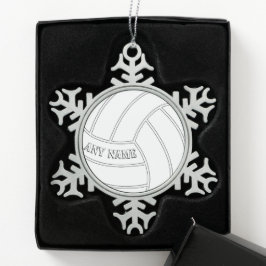 Volleyball Player Custom Text-kerstversiering Tin Sneeuwvlok Ornament