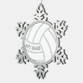 Volleyball Player Custom Text-kerstversiering Tin Sneeuwvlok Ornament (Rechts)