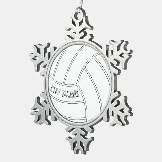 Volleyball Player Custom Text-kerstversiering Tin Sneeuwvlok Ornament (Rechts)