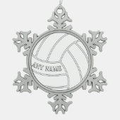 Volleyball Player Custom Text-kerstversiering Tin Sneeuwvlok Ornament (Voorkant)