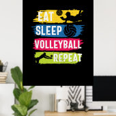 Volleyball Player | Eat Sleep Volleyball Repeat Poster (Thuiskantoor)