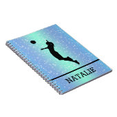 Volleyball Player Girl Sparkle Custom Name Notitieboek (Rechterzijde)