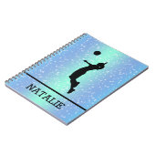 Volleyball Player Girl Sparkle Custom Name Notitieboek (Linkerzijde)