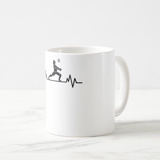 Volleyball Player Heartbeat Beach Funny Sport Gift Koffiemok (Voorkant rechts)