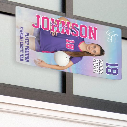 Volleyball Player Portrait Photo Senior Night Spandoek (Buitenkant Gebouw)