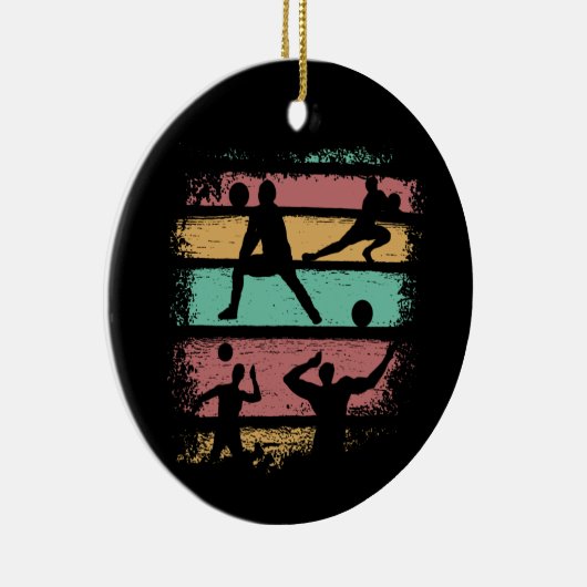 Volleyball Player Retro  Keramisch Ornament (Rechts)