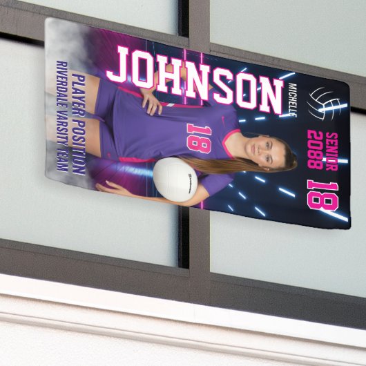 Volleyball Player Senior Night Customized Photo Spandoek (Buitenkant Gebouw)