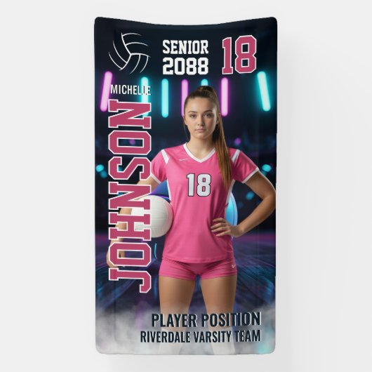 Volleyball Player Senior Night Photo Futuristic Spandoek (Verticaal)