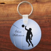 Volleyball Player Silhouette and Ball personalize Sleutelhanger (Voorkant)