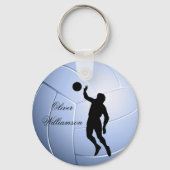 Volleyball Player Silhouette and Ball personalize Sleutelhanger (Achterkant)