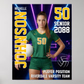 Volleyball Player Team Photo Custom Sports Senior Poster (Voorkant)