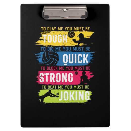 Volleyball Player | Tough Quick Strong Klembord (Voorkant)
