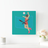 Volleyball Player Vierkante Klok (Huis)