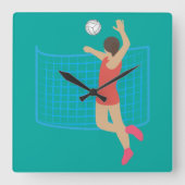 Volleyball Player Vierkante Klok (Voorkant)