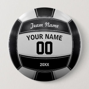 Volleyball Player's Name Year Team Black and White Ronde Button 4,0 Cm