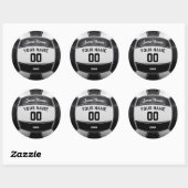 Volleyball Player's Name Year Team Black and White Ronde Sticker (Vel)