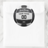 Volleyball Player's Name Year Team Black and White Ronde Sticker (Tas)