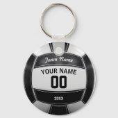 Volleyball Player's Name Year Team Black and White Sleutelhanger (Voorkant)
